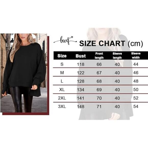 Women’s Oversized Crewneck Sweatshirt - Long Sleeve Pullover - Picture 6 of 6